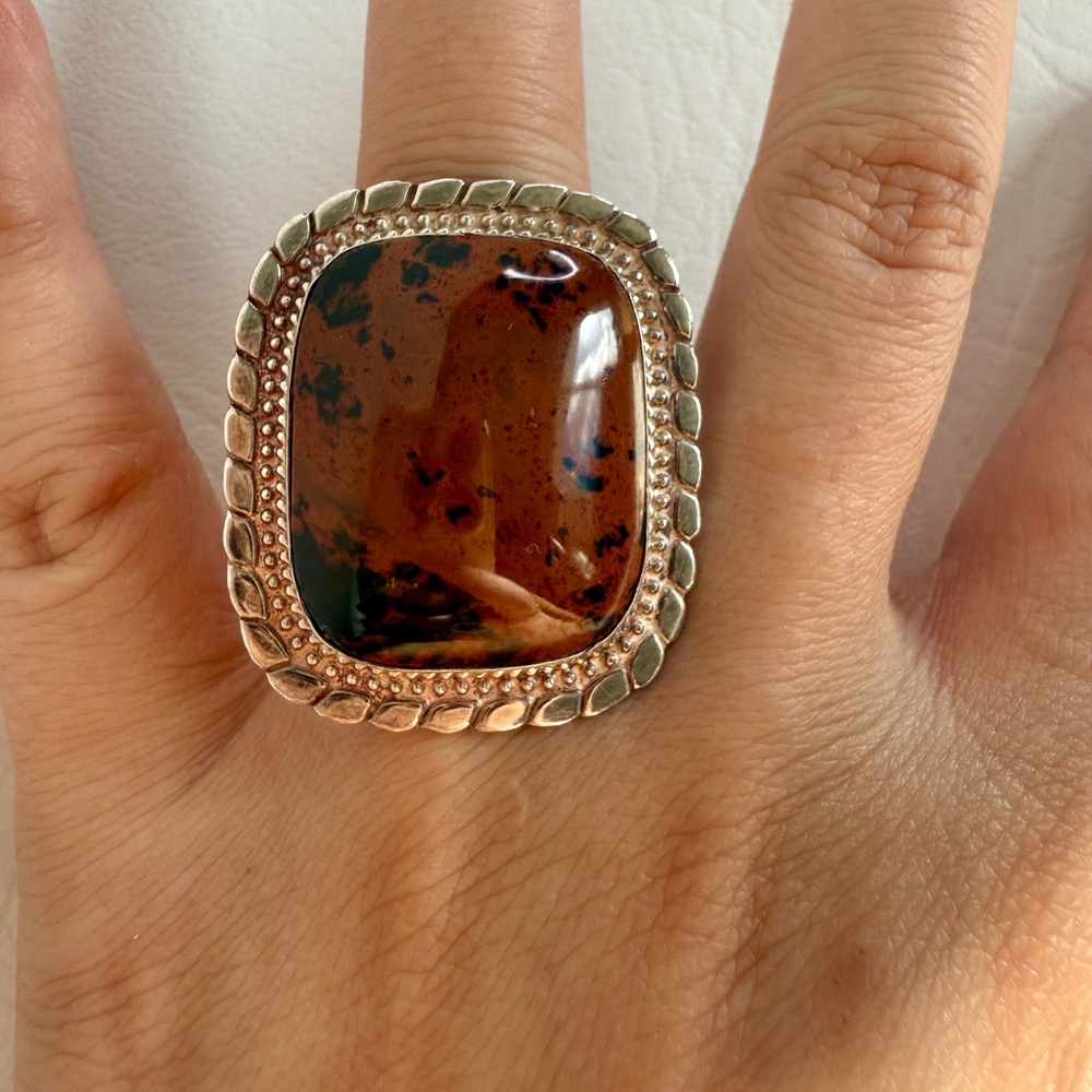 Mahogany Obsidian Silver Ring Sz 6